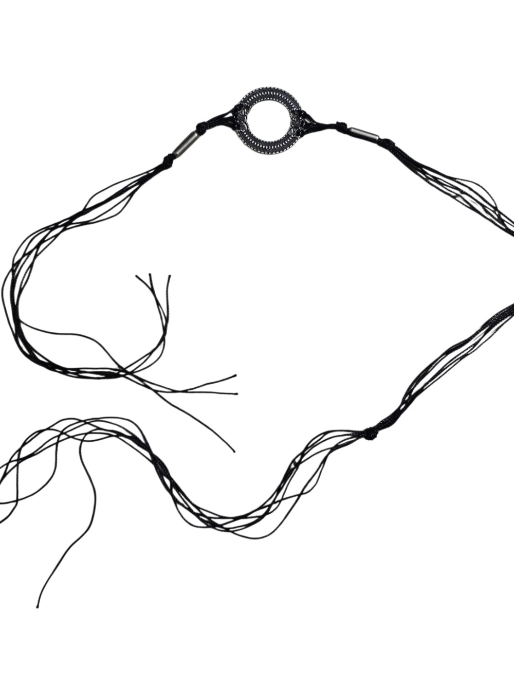 BOHO Metal Decorate Ring Round Black Corded Waist Belt Costume